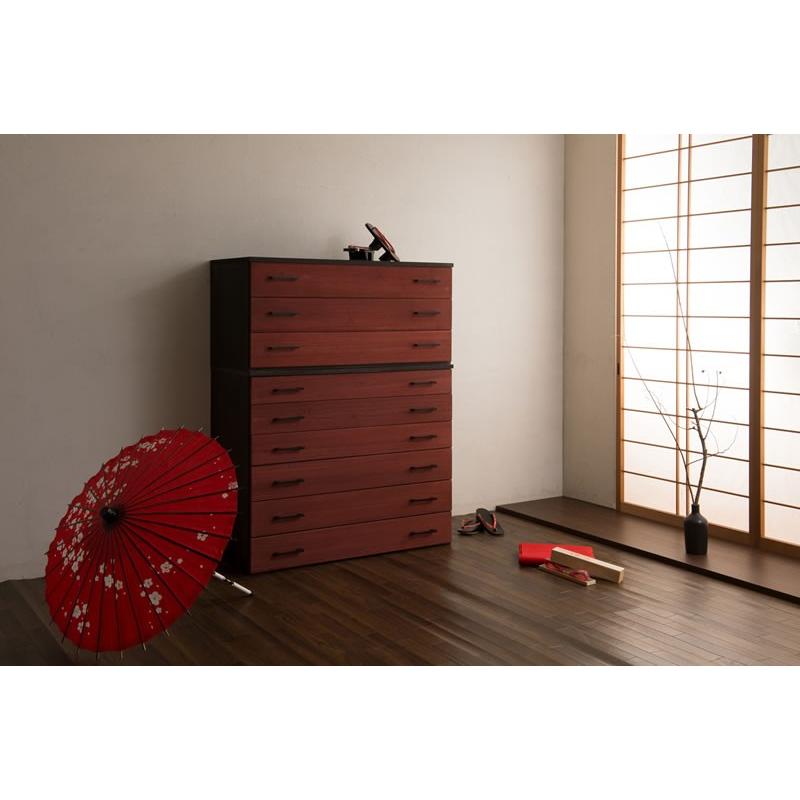 桐タンス 3段 日本製 完成品 和ダンス 和タンス 着物用 日ノ丸 茶ノ香