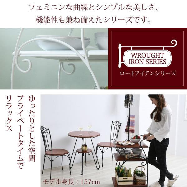 IRI-0054 キッチンワゴン キャスター付き ヨーロッパ風 ロートアイアン 家具 スリム 木製 天板の画像