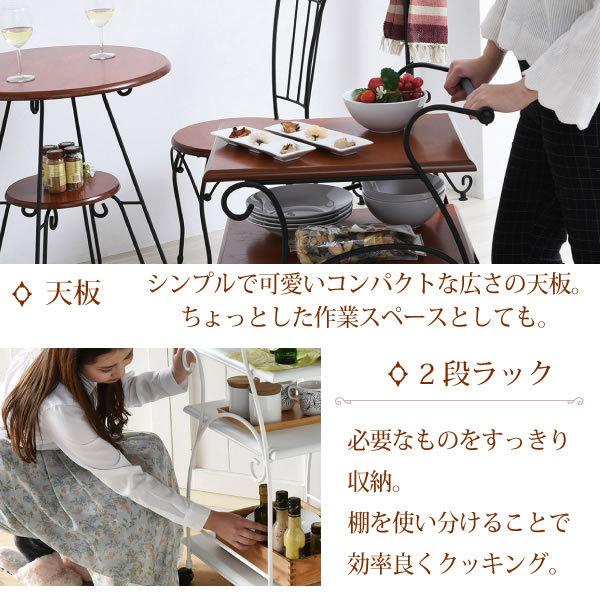 IRI-0054 キッチンワゴン キャスター付き ヨーロッパ風 ロートアイアン 家具 スリム 木製 天板の画像