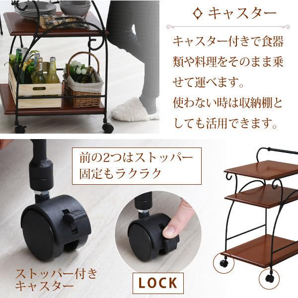 IRI-0054 キッチンワゴン キャスター付き ヨーロッパ風 ロートアイアン 家具 スリム 木製 天板の画像