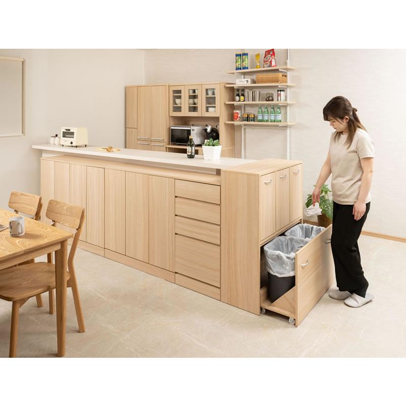 5分別ダストボックス 幅80.5cm 奥行32cm カウンター下 ペール付き 24L