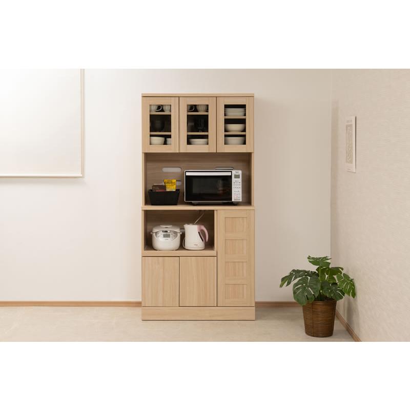 キッチン棚 カップボード 幅90cm 高さ179.5cm 食器棚 レンジ台 北欧 キッチン収納_1
