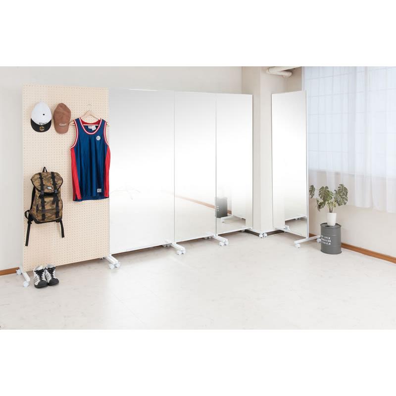 大型ミラー キャスター付き パーティションミラー 幅80cm レッスン