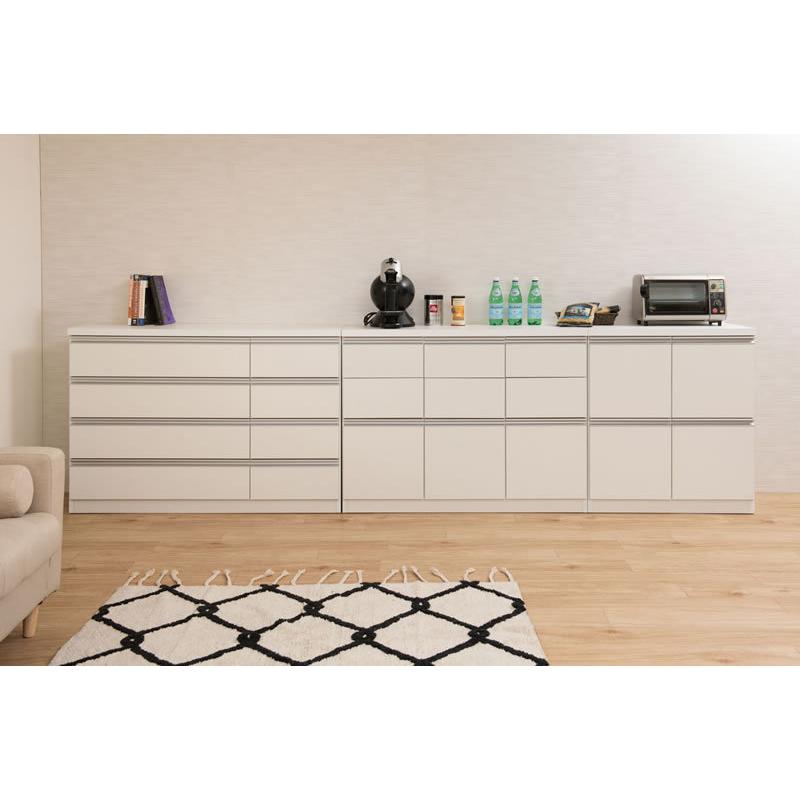 キャビネット 幅73 引き出し4杯 扉収納 日本製 完成品 モダン 木製収納