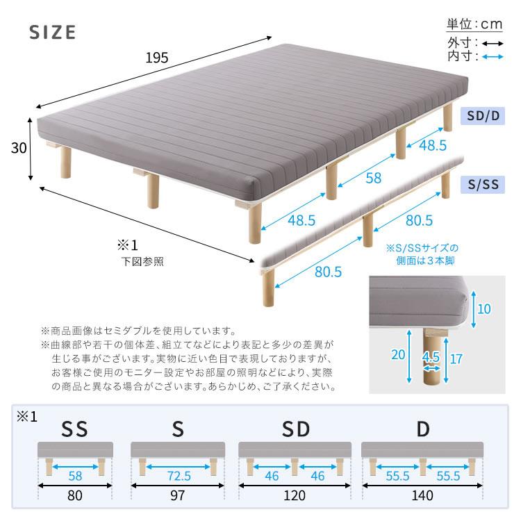 脚付きマットレス セミシングル 高反発ウレタン すのこベッド 脚付きマット 洗えるカバー 搬入簡単 コンパクト 一人暮らし 寝具 10cm厚 格安_1