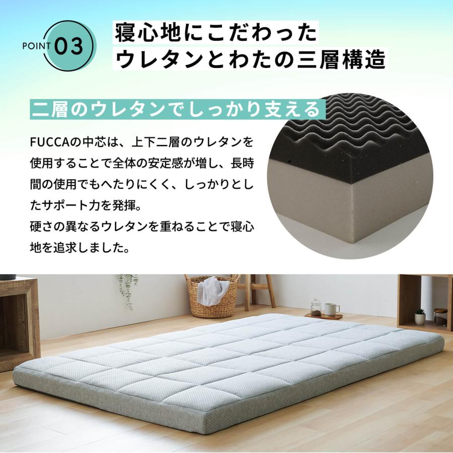 開梱設置なし マットレス シングル 厚み12cm ふとんみたいなマットレス FUCCA 高反発 ウレタン 敷布団 寝返り 腰 体圧分散 通気性 |  | 08