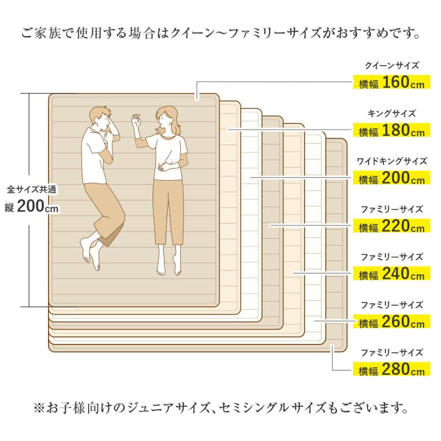 敷きパッド ファミリーサイズ 240cm幅 洗える 抗菌 防臭 ウォッシャブル ベッドパッド 240×200cm マットレス 吸水 速乾｜bed｜11