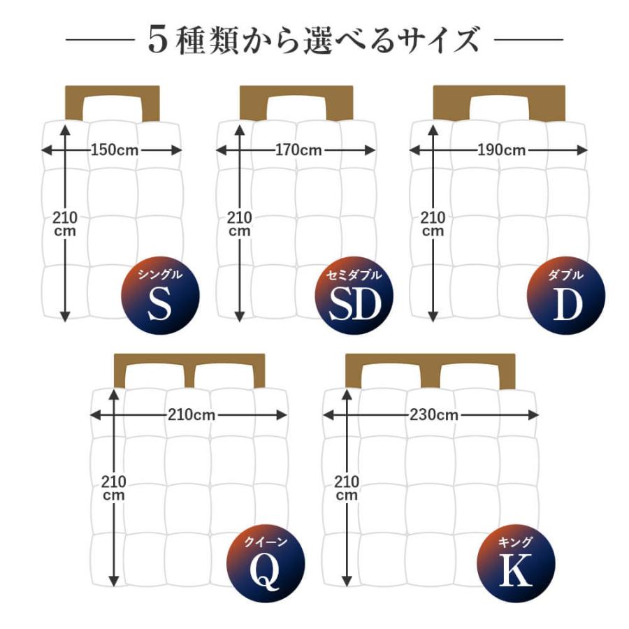 暁 AKATSUKI 合掛け 羽毛布団 プレミアム セミダブル 170×210cm 日本製 ダウン率93% ダウンパワー400 防ダニ 抗菌 防臭｜bed｜15