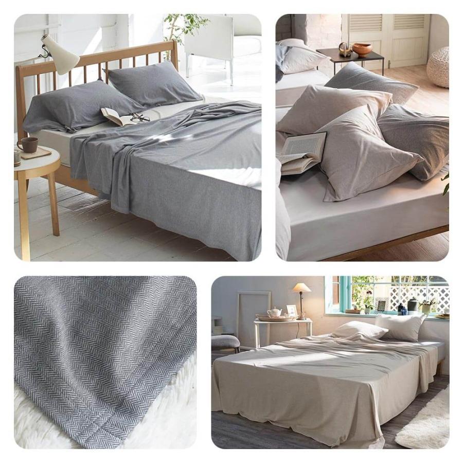 ボックスシーツ セミダブル 綿100% ヘリンボーンニット ベッドシーツ 120×200×30cm オールシーズン シーツ マットレスカバー |  | 08