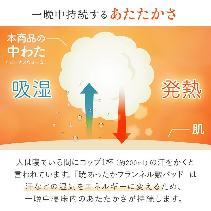 敷きパッド ワイドダブル 吸湿発熱 暁 あったか フランネル 敷パッド 150×200cm 日本製 抗菌 消臭 制電 洗える ベッドパッド 秋冬 | ビーナスベッド | 03