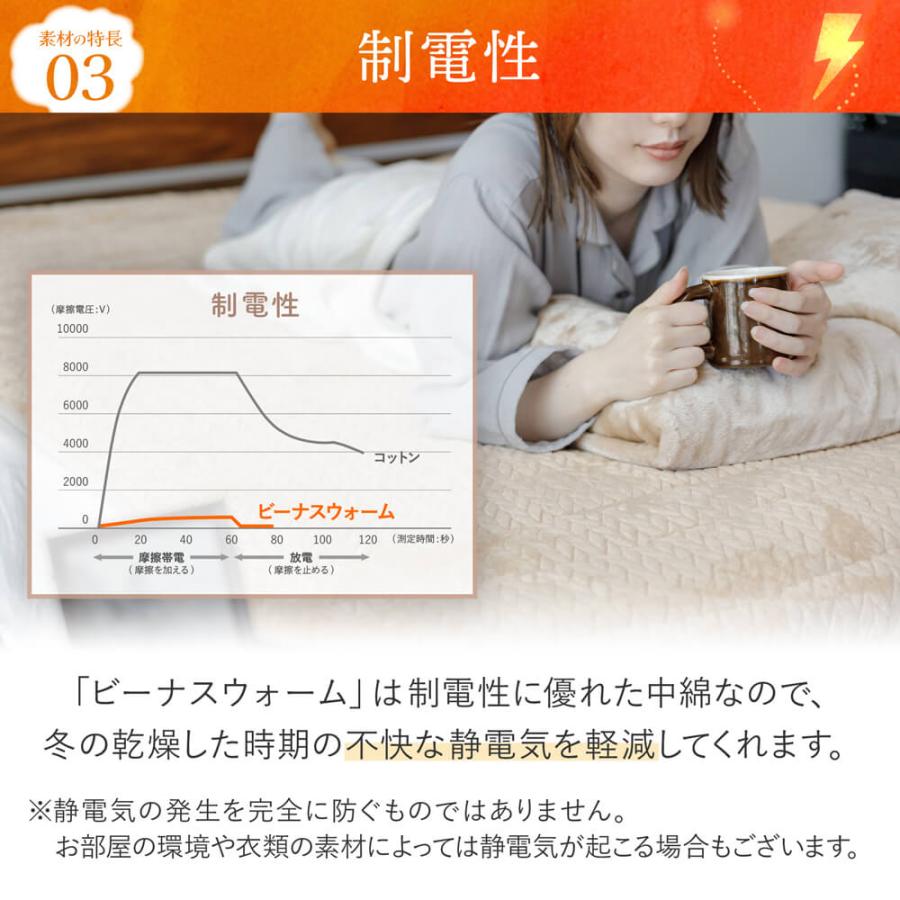 敷きパッド ワイドダブル 吸湿発熱 暁 あったか フランネル 敷パッド 150×200cm 日本製 抗菌 消臭 制電 洗える ベッドパッド 秋冬 | ビーナスベッド | 08