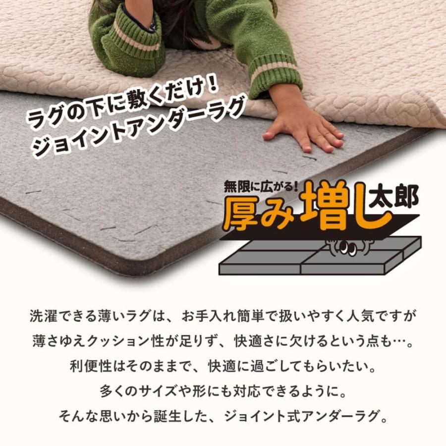 ラグ 下敷き アンダーラグ ジョイントタイプ 9枚組 61×61cm 厚み20mm ジョイントマット 厚手 高密度 防音 衝撃 吸収 滑り止め |  | 01