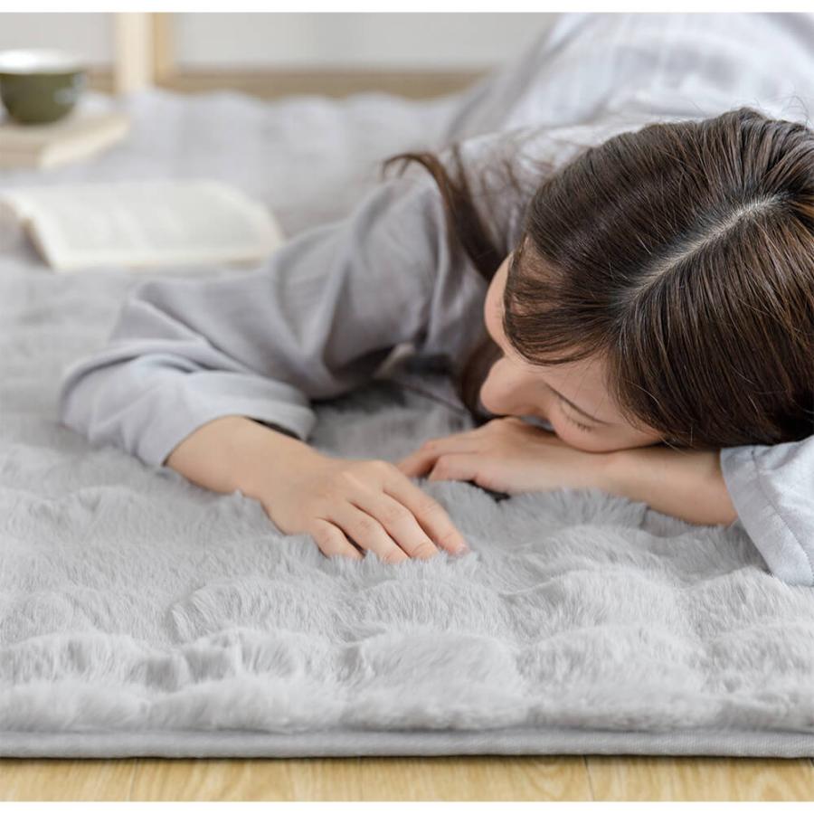 ラグ ラグマット 90×130 もこもこラグ 90×130cm ふわもこ ふわとろ あったか 冬用 滑り止め付 洗える カーペット ラグカーペット 絨毯 長方形 | ビーナスベッド | 03