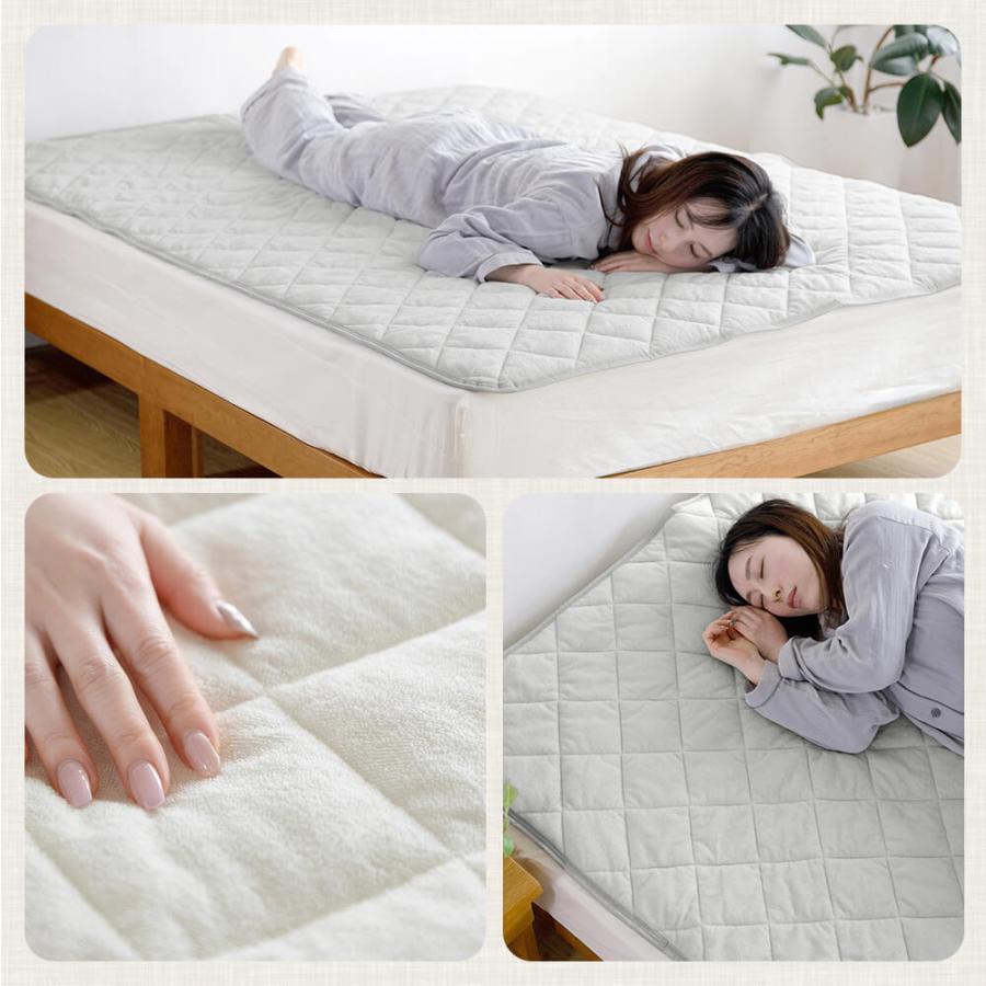 置くだけ 敷きパッド セミダブル 綿100% 敷パッド レギュラータイプ 120×200cm ずれ防止 ズレ防止 滑り止め付き ゴムなし 抗菌 防臭 防ダニ オールシーズン | ビーナスベッド | 11