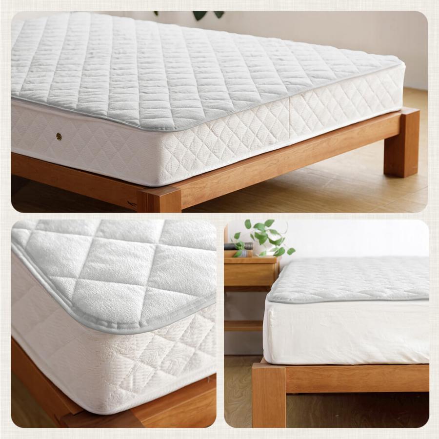 置くだけ 敷きパッド セミダブル 綿100% 敷パッド レギュラータイプ 120×200cm ずれ防止 ズレ防止 滑り止め付き ゴムなし 抗菌 防臭 防ダニ オールシーズン | ビーナスベッド | 05