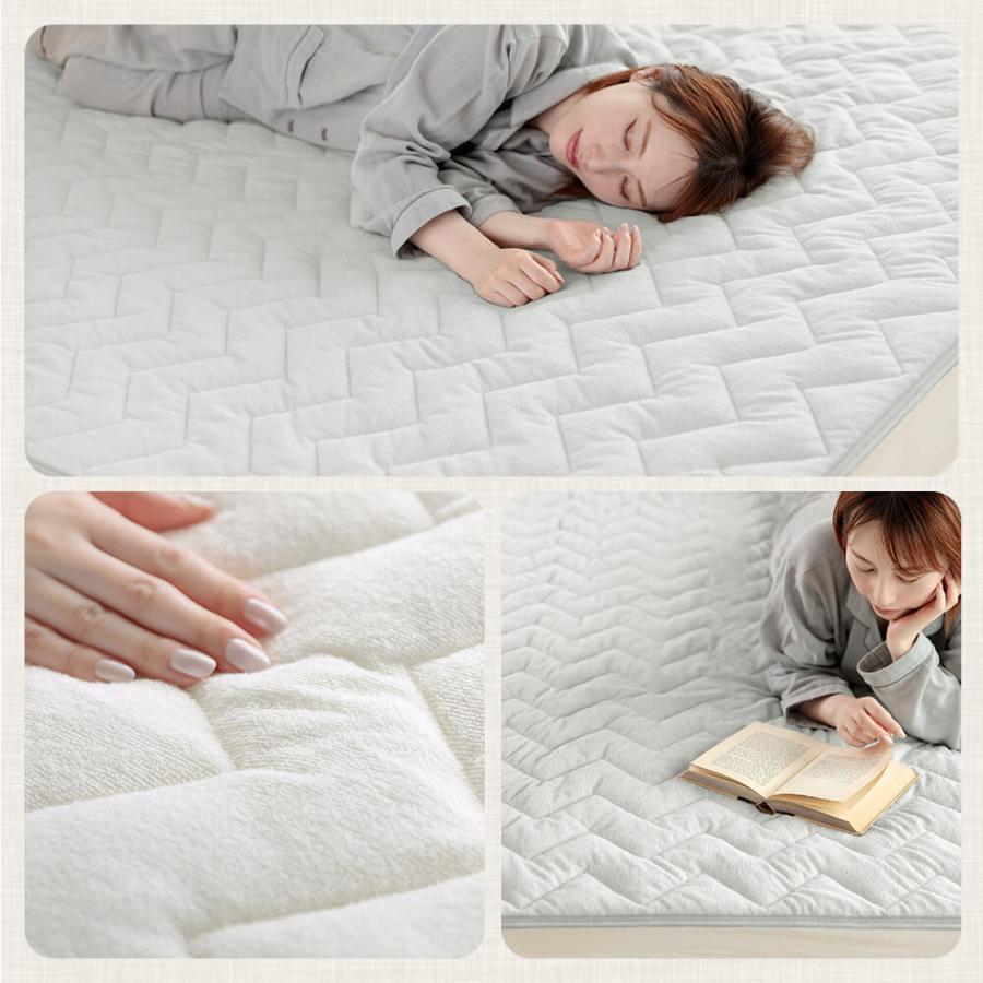 置くだけ 敷きパッド ワイドダブル 綿100% 敷パッド プレミアムタイプ 150×200cm ずれ防止 ズレ防止 滑り止め付き ゴムなし 抗菌 防臭 防ダニ オールシーズン | ビーナスベッド | 11