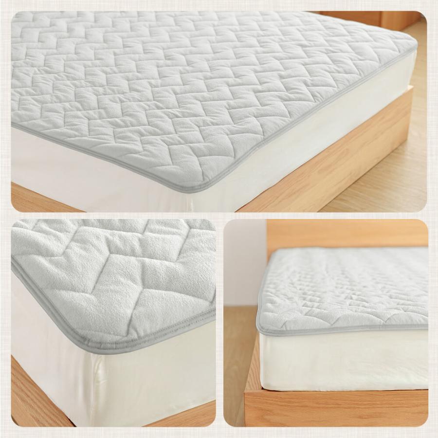 置くだけ 敷きパッド ワイドダブル 綿100% 敷パッド プレミアムタイプ 150×200cm ずれ防止 ズレ防止 滑り止め付き ゴムなし 抗菌 防臭 防ダニ オールシーズン | ビーナスベッド | 05