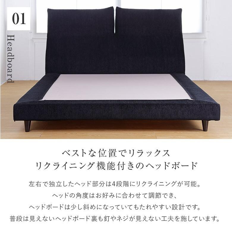 ベッド クイーン 3色 ファブリック 国産ポケットコイルマットレス付