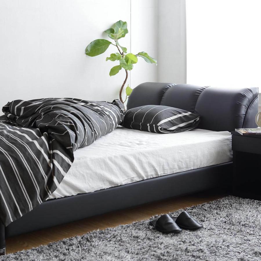 ベッド クイーン レザー 組立設置無料 国産 ナポリ ブラック