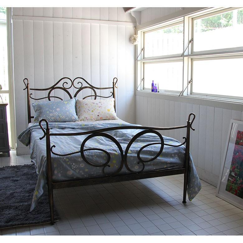 ベッド セミダブル パイプ 組立設置無料 パピヨン 金属製 アイアン 蝶