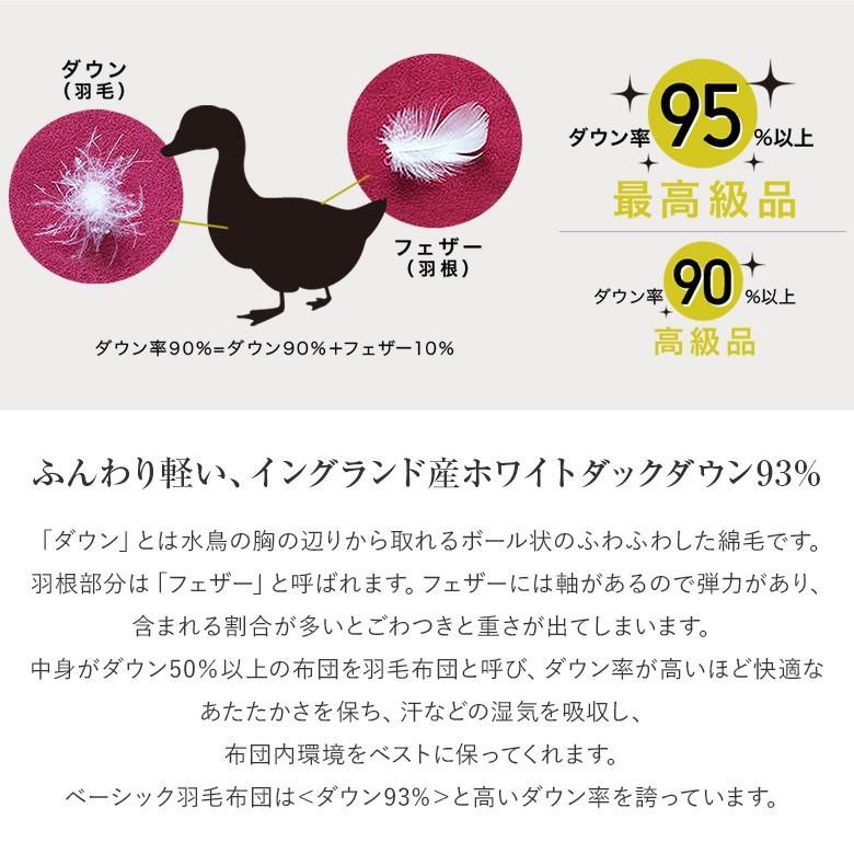 2枚合わせ ベーシック羽毛布団 シングル イングランド ホワイトダウン93％ 日本製 軽量 ダウンパワー370 オールシーズン 綿100% ペアタイプ 2枚合せ 高品質｜bed｜09