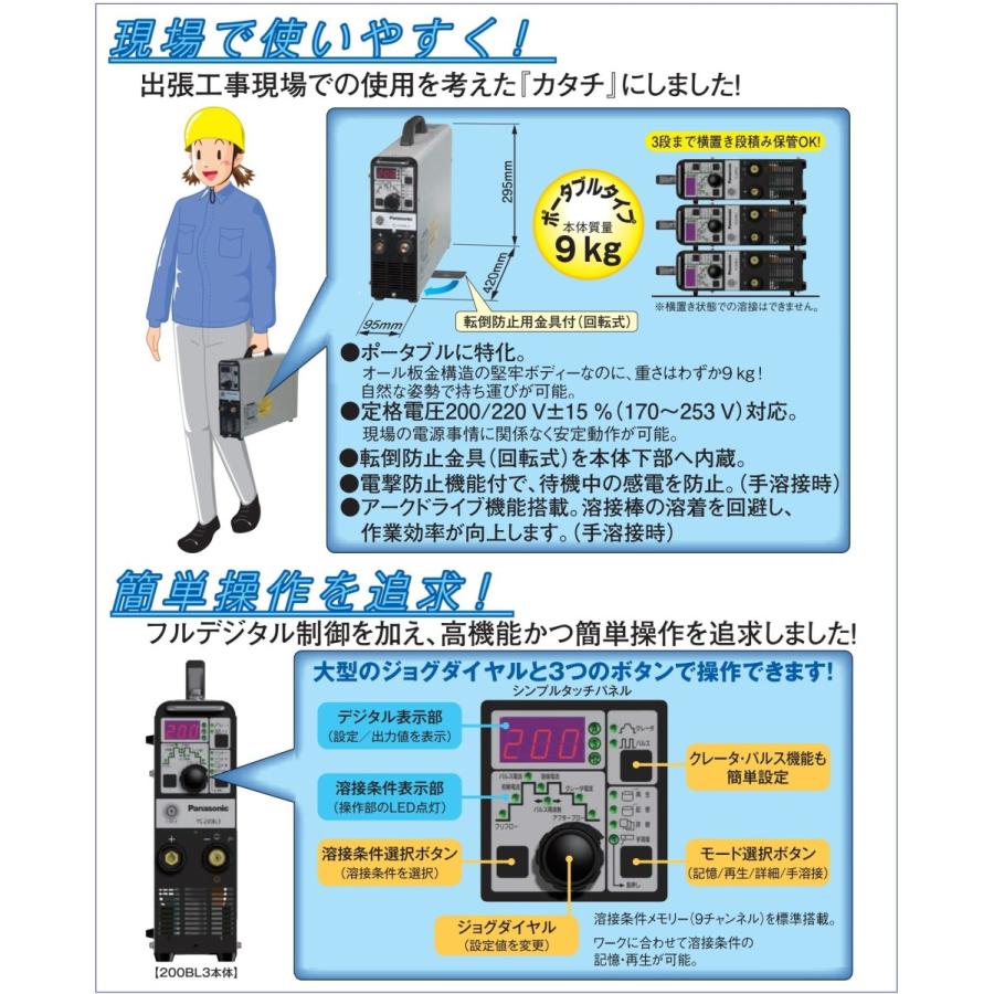 [TIG溶接機]パナソニック　フルデジタル　ＹＥ−２００ＢＬ3　直流　[送料無料]｜bedream｜04