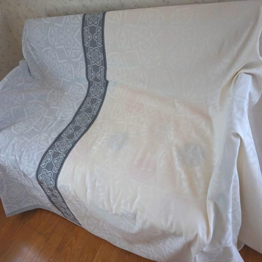 ベッドスプレッド カンクン グレー ダブル 230×270cm 1.4kg/スペイン製/日本仕様/ジャガード織/280ｃｍ超広幅デザイン生地 ベッドカバーの画像