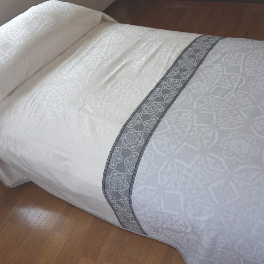 ベッドスプレッド カンクン グレー ダブル 230×270cm 1.4kg/スペイン製/日本仕様/ジャガード織/280ｃｍ超広幅デザイン生地 ベッドカバーの画像