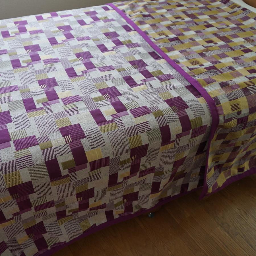 ベッドスプレッド レスコー パープルゴールド ダブル230×270cm 1.9kg/スペイン製/日本仕様/ジャガード織/リバーシブル/280ｃｍ超広幅デザイン生地/の画像
