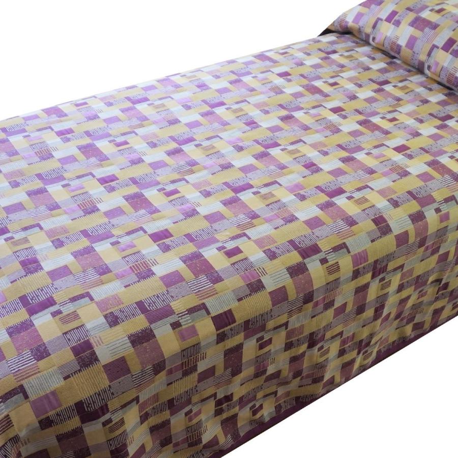 ベッドスプレッド レスコー パープルゴールド クイーン250×270cm 2.1kg/スペイン製/日本仕様/ジャガード織/リバーシブル/280ｃｍ超広幅デザイン生地/の画像