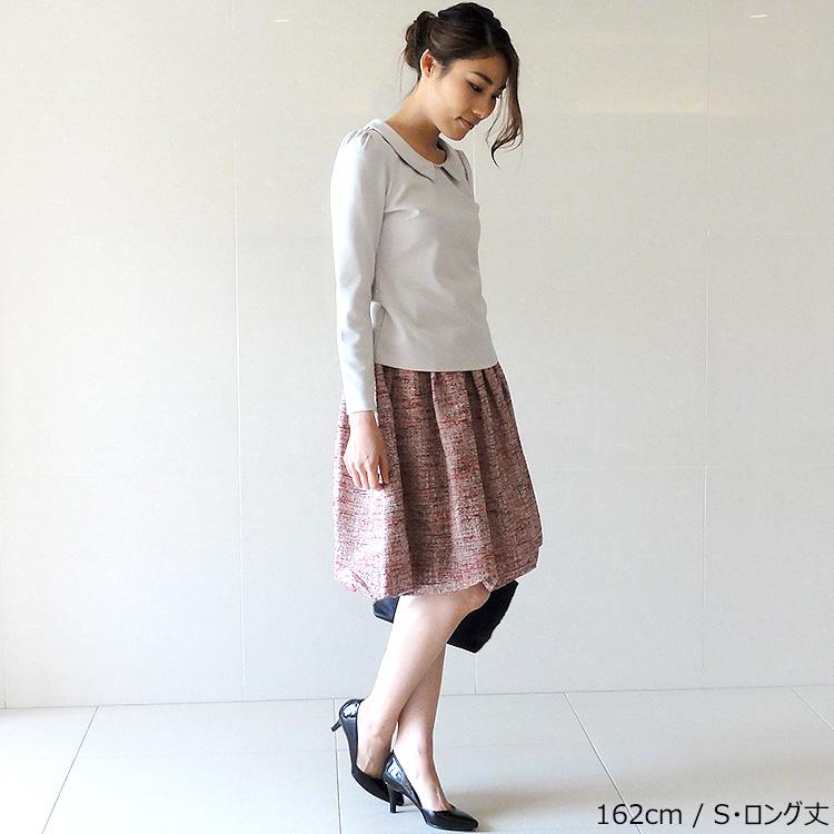 バルーンスカート ひざ丈 膝丈 春 秋冬 ツイード 黒 レディース フォーマル  送料無料 大きいサイズ 入学式 ウエストゴム 洗える 30代 40代 50代 ふんわり 上品 | ブランド登録なし | 10