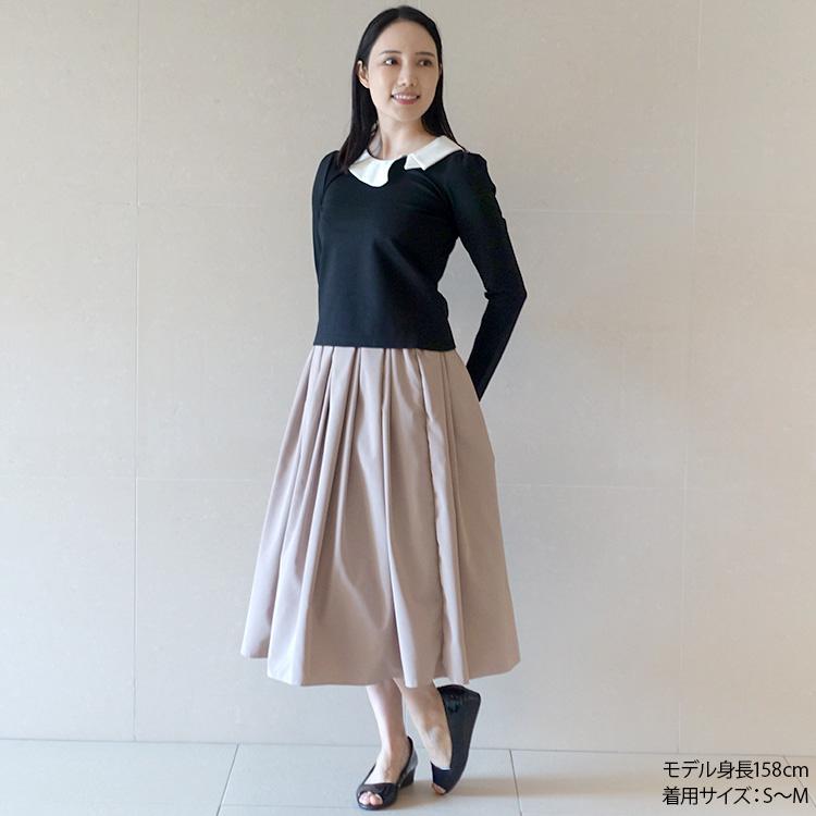 フレアスカート ミモレ丈 ロング 春夏 レディース ウエストゴム パニエ付き タフタ ふんわり 入学式 Aライン 黒 紺 ベージュ 大人 大きいサイズ 40代 50代 | ブランド登録なし | 08