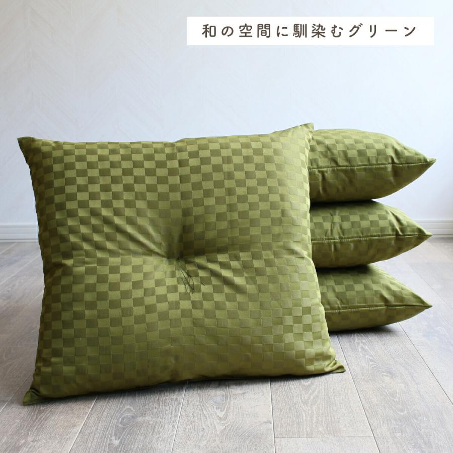 厚みのある高級　正絹座布団　4枚 座布団 4枚組 55×59 市松柄 銘仙判 お盆 お彼岸 法事 居酒屋 シンプル