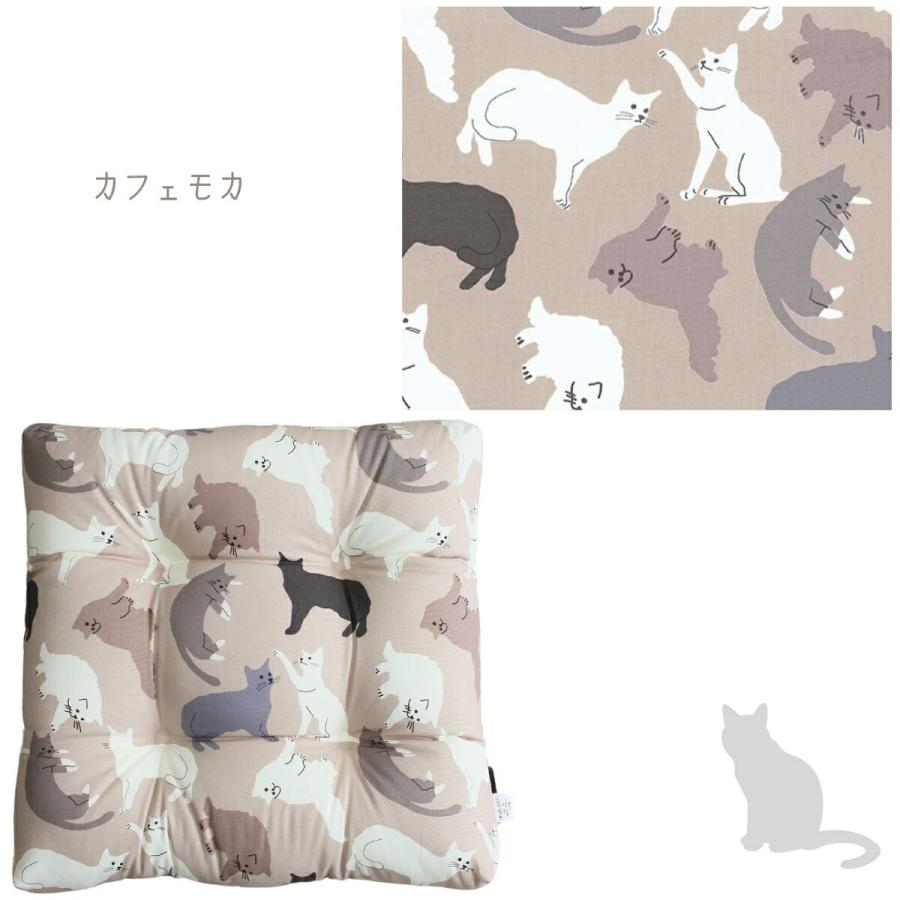 猫柄 クッション 2個セット 四角 ねこ 座布団 フロアクッション カフェ
