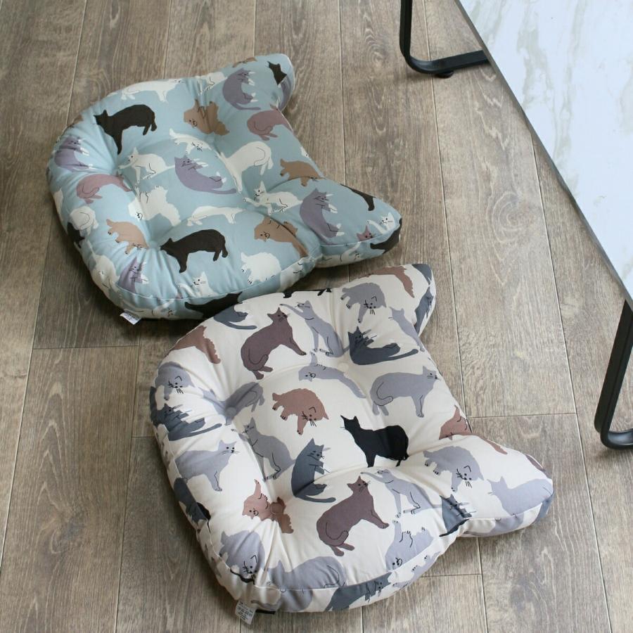 ねこ型 クッション 4個セット 座布団 フロアクッション 猫柄