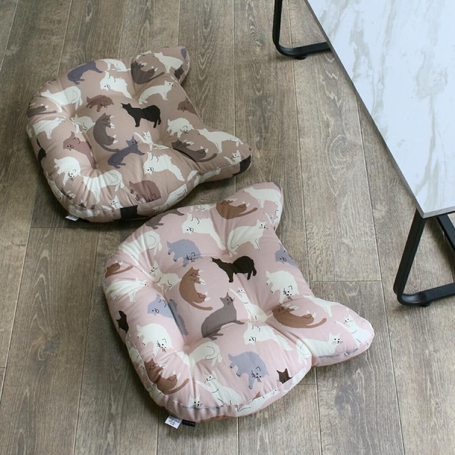 ねこ型 クッション 4個セット 座布団 フロアクッション 猫柄 ねこ 猫