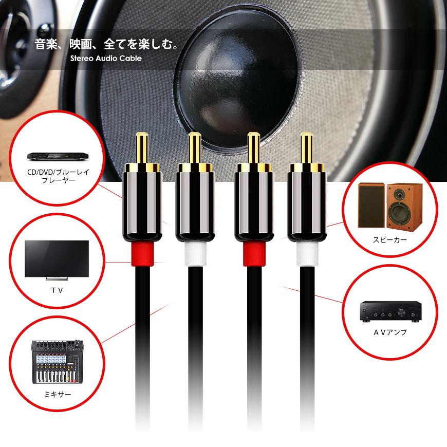 VISION オーディオケーブル 2RCA to 2RCA（赤/白）変換 金メッキ