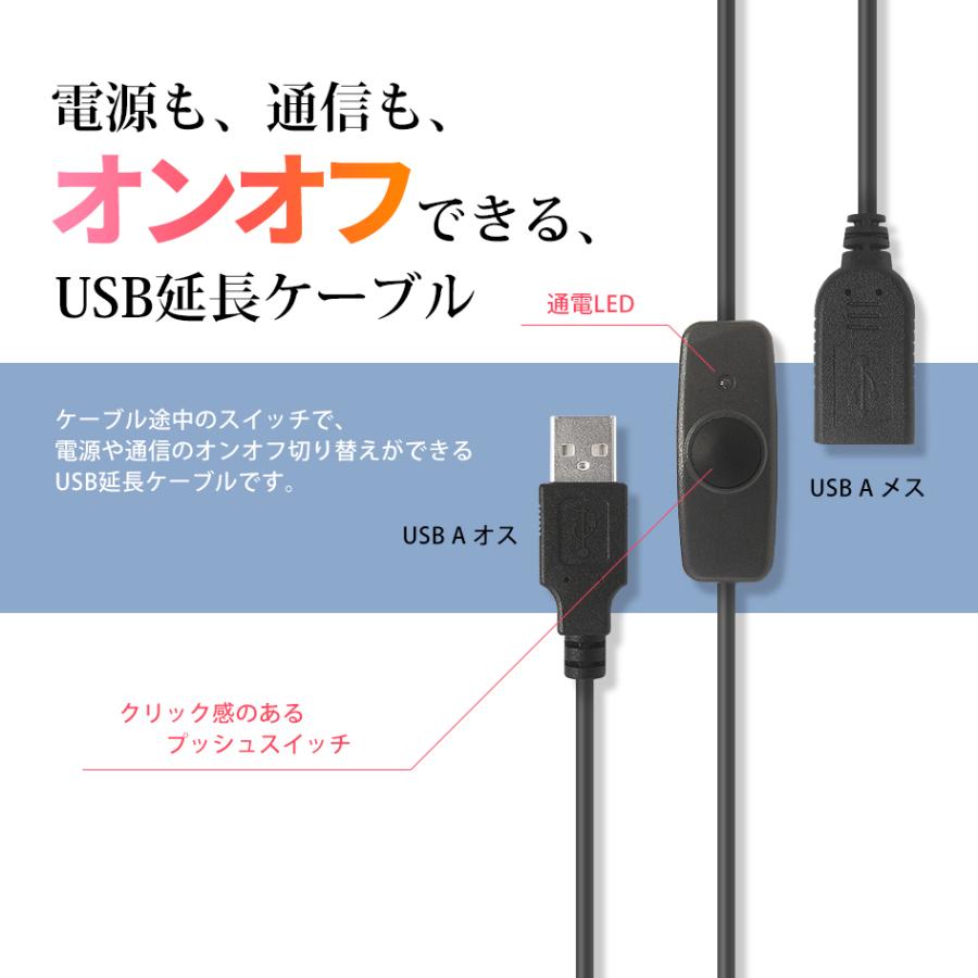 USBスイッチ付き 延長ケーブル 充電 給電 データ通信 2.4A USB2 USBスイッチ付き 延長ケーブル 充電 給電 データ通信 2.4A USB2