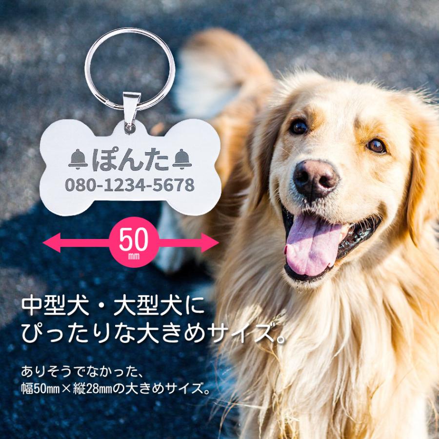 迷子札 名入れ BIGサイズ 大きめ ほね型 犬 いぬ ペット用品 首輪 名前 