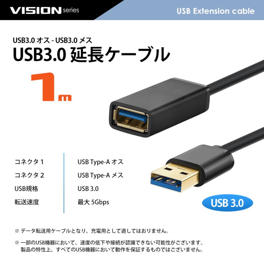 USB延長ケーブル USB3.0 TYPE-A パソコン 高速通信 USBメモリ プリンタ スキャナ 周辺機器 最大5gbs転送 1m 481052  送料無料 PCケーブル、コネクタ