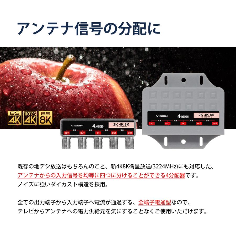 VISION 改良版 4分配器 同一方向 1年保証 防水ケース付 使い勝手 VISION 改良版 4分配器 同一方向 1年保証 防水ケース付 使い勝手
