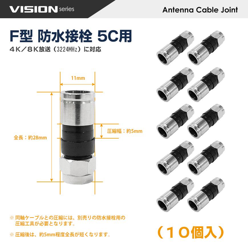 VISION F型 防水 接栓 5C用 4K8K対応 アンテナケーブル 同軸ケーブル