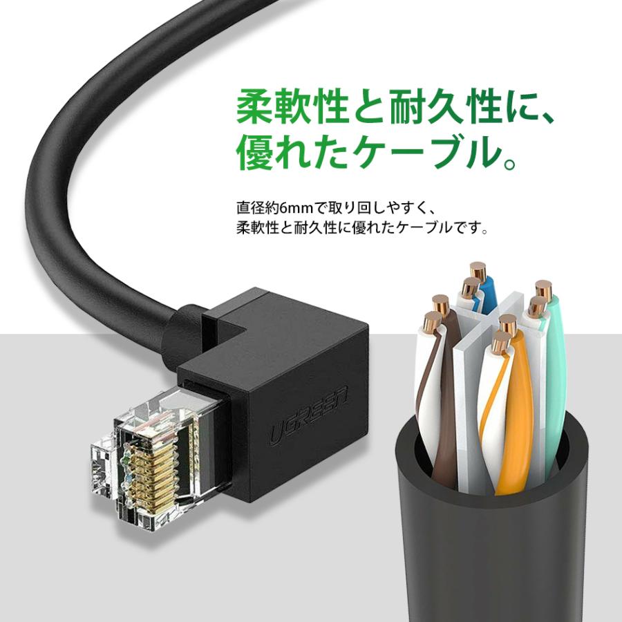 UGREEN LANケーブル L型端子 1m カテゴリー6 1Gbps ギガビット 高速通信 CAT6 RJ45 壁面 壁掛けに 30833 | UGREEN | 03