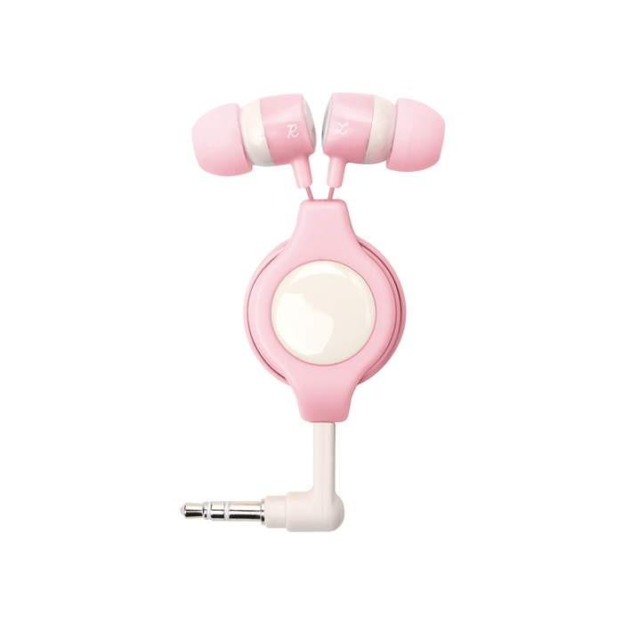 イヤホン ステレオ インナーイヤー 女子向け ヘッドホン リールタイプ 0 8m ピンク Beehive Nico 通販 Yahoo ショッピング