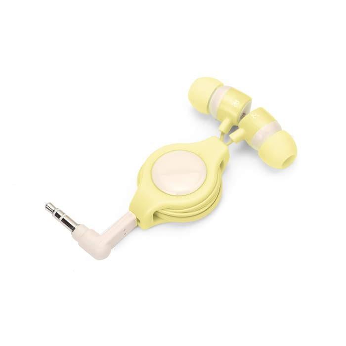 イヤホン ステレオ インナーイヤー 女子向け ヘッドホン リールタイプ 0 8m イエロー Beehive Nico 通販 Yahoo ショッピング