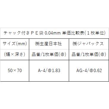 ジャパックス チャック付きポリ袋 AG-4(300枚)|beeluck2014|02