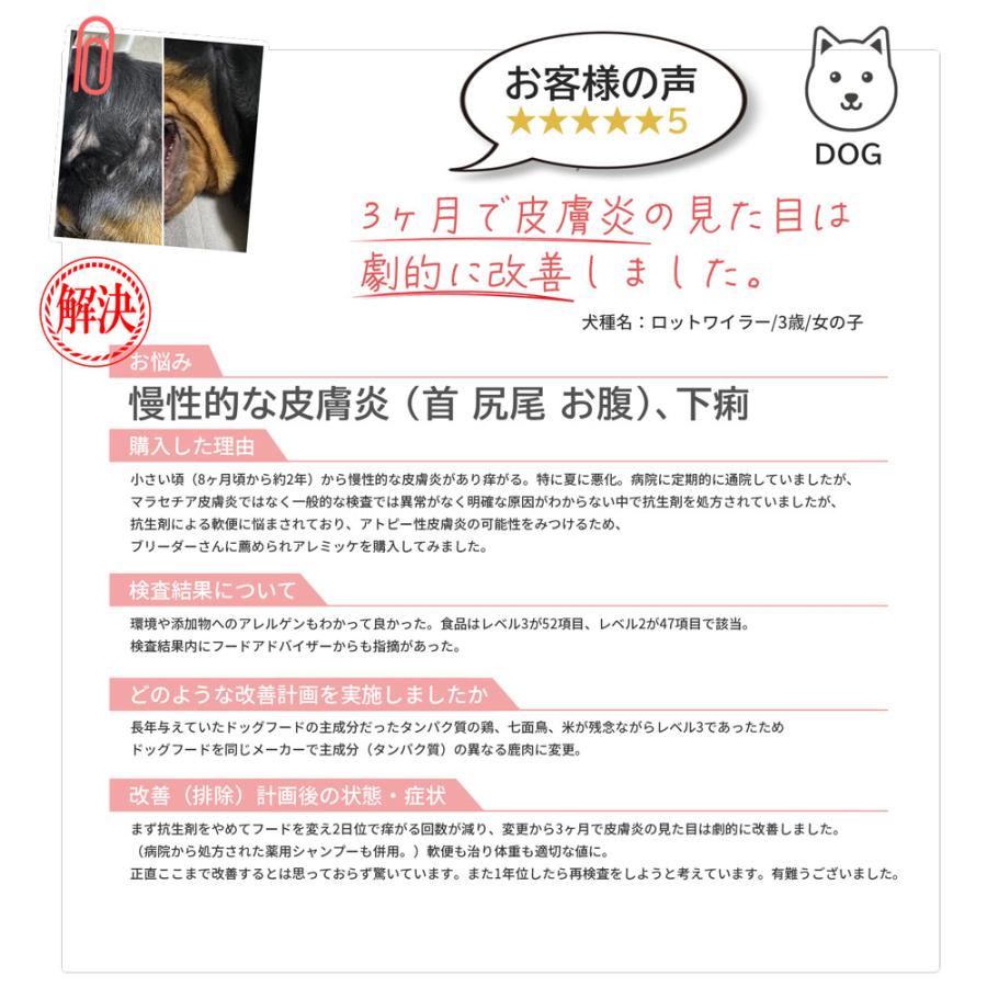 【即購入⭕️】 ペットアレルギー検査 アレミッケ （3頭分）業界最多の393項目 犬 猫 体毛を20本送るだけ 不耐性 症状 涙やけ 皮膚炎 下痢 【1027361945】(35937円)