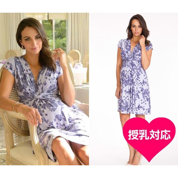 セラフィン マタニティワンピース Blossomノットフロント ショートスリーブ ラベンダープリント Seraphine303 ビー マム ベイビー 通販 Yahoo ショッピング