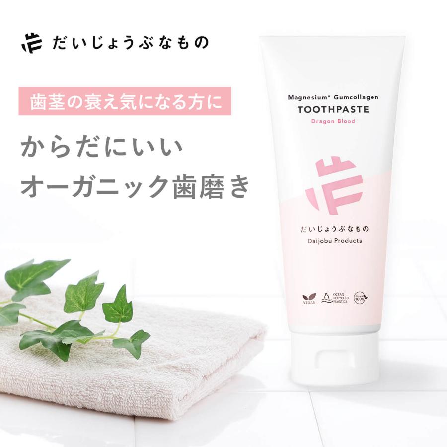 ガムコラーゲン トゥースペースト 無添加 歯磨き粉 マグネシウム ドラゴンブラッド 歯ぐきケア フッ素不使用 研磨剤・発泡剤不使用 だいじょうぶなもの | だいじょうぶなもの