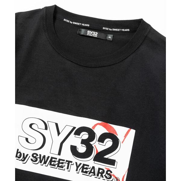 SY32 by SWEET YEARS エスワイサーティトゥ Tシャツ 半袖 クルーネック メンズ NEW BOX LOGO TEE 14153J WHITE×BLACK 2024年モデル 正規販売店｜bees-high｜03
